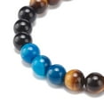 thumbnail image 4 of 10 pc Natural Agate & Tiger Eye & Black Onyx Round Beaded Stretch Bracelet Gemstone Jewelry for Women Deep Sky Blue Inner Diameter: 2-1/8 inch, 4 of 5