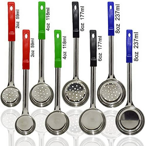 Portion Control Serving Spoon, Cooking Utensils, Set of 8 For, Weight Loss Bariatric Diet, Gastric Sleeve, Bariatric Surgery Must Haves, Cooking Spoons and Skimmers Set, 4 Solid and 4 Perforated