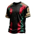 thumbnail image 2 of Mexico 2026 Soccer Cup Style V-Neck Jersey for Men, Short Sleeve Breathable Top with Vintage Totem & Sun Stone Graphic, Lightweight Athletic Shirt, 1 PC Black L, 2 of 4