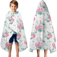 thumbnail image 3 of Pioneer Flower Floral Print Pattern Hooded Bath Towel，60"x35" for Ages 3 To 12 Kids, Quick Dry Lightweight Soft Microfiber Hood Beach Towel Cover Up for Kids, 3 of 7