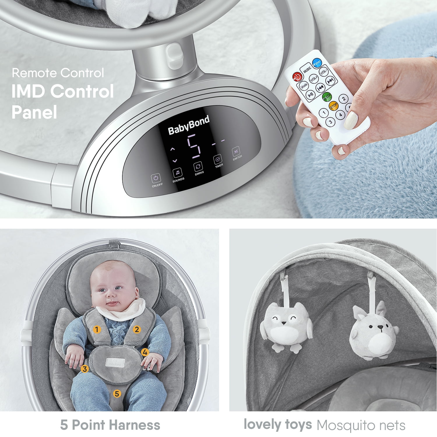BabyBond ベビースイング Baby Swings for Infants, BabyBond Bluetooth Infa 並行輸入品 : BabyBond Baby Swings for Infants, Bluetooth Infant