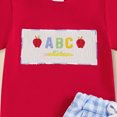 thumbnail image 5 of HCNTES Toddler Boy 4th of July Patriotic Clothes Set, ABC Letter Embroidered T-Shirt & Plaid Shorts 2Pcs Independence Day Outfits 6 12 18 24M 2T 3T, 5 of 7