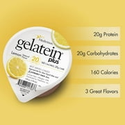 Gelatein Plus Lemon: 20 grams of protein. Ideal for clear liquid diets, swallowing difficulties, dialysis and oncology. Great pre or post-workout snack. (12 pack)