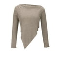 thumbnail image 4 of cfhntfmh Women's off the Shoulder Tops Trendy Long Sleeve Ribbed Knit Asymmetrical Going out Tops Slim Fit Tee Shirts, 4 of 5