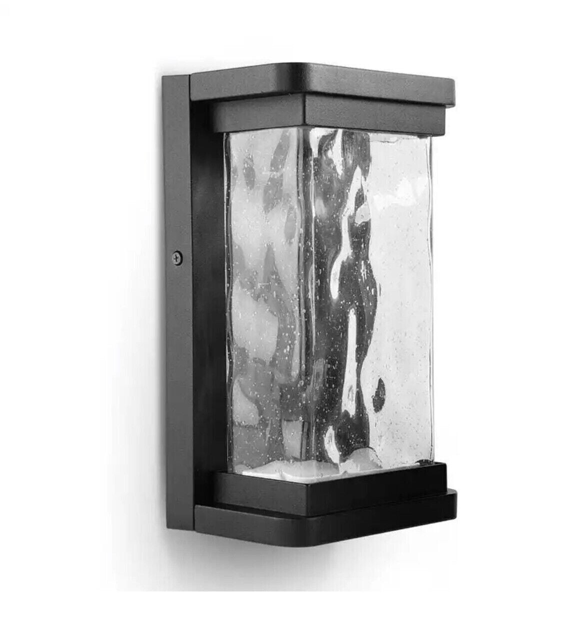 1-Light Black Integrated LED Outdoor Wall Lantern Sconce