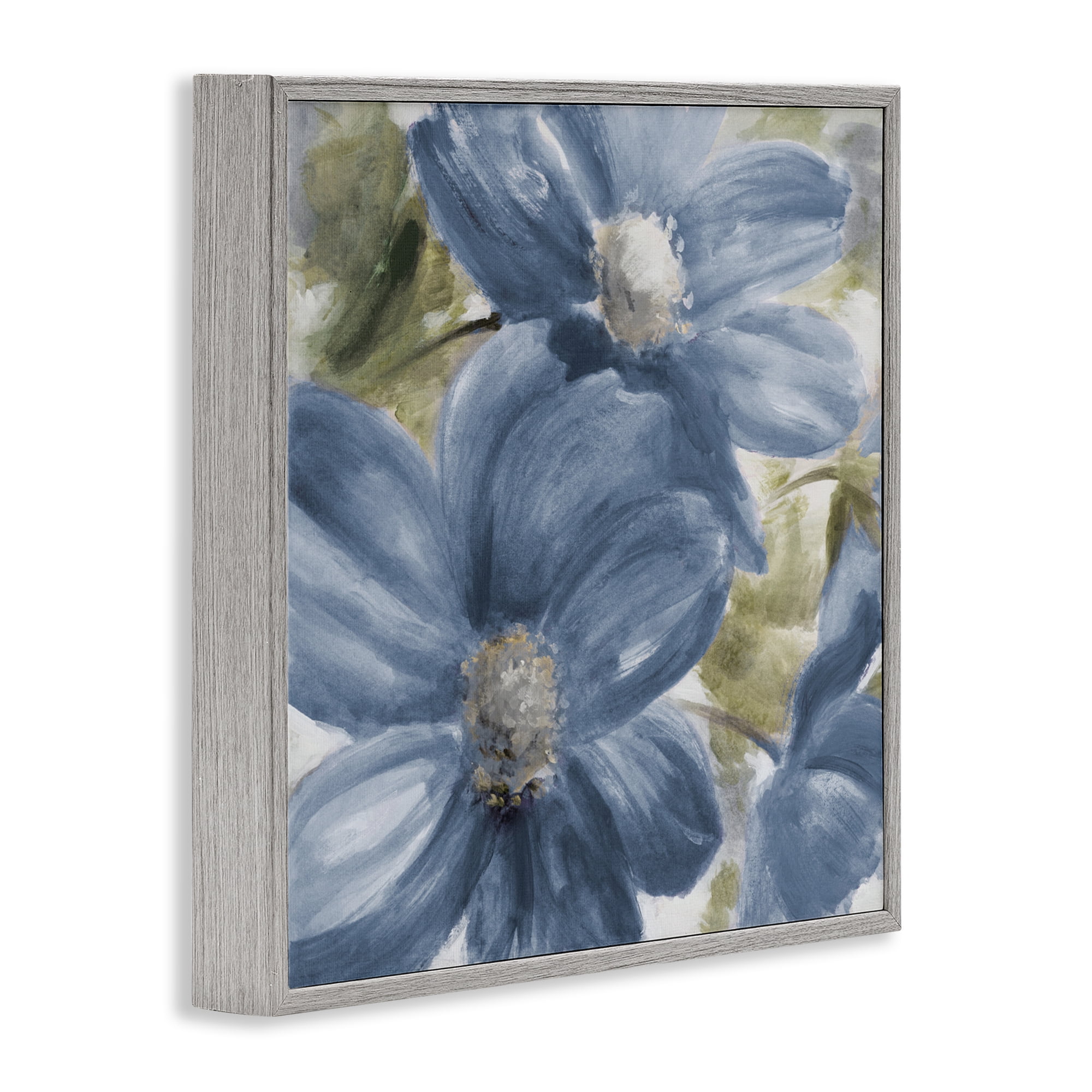 Stupell Industries Walk In Beauty Blue Flowers Gray Framed Giclee Art, design by Lanie Loreth