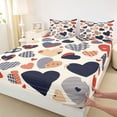 thumbnail image 3 of Feelyou Chic Buffalo Plaid Queen Sheet Sets, Romantic Love Heart Flat Sheet, Kawaii Cartoon Style Queen Fitted Sheet, Luxury Bedroom Decor, 4-Piece, 3 of 7