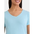 thumbnail image 5 of Time and Tru Women's Cotton V-Neck Tee with Short Sleeves, Sizes XS-XXXL, 5 of 5
