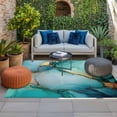 thumbnail image 2 of Teal Ombre Outdoor Rug for Patio/Deck/Porch, Non-Slip Large Area Rug 5 x 7 Ft, Modern Ink Painted Marble Abstract Indoor Outdoor Rugs Washable Area Rugs, Reversible Camping Rug Carpet Runner, 2 of 8