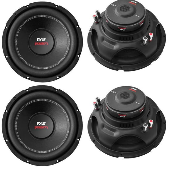 Pyle PLPW10D Power 10" 1000W 4 Ohm Car Audio DVC Subwoofer Speaker (4 Pack)