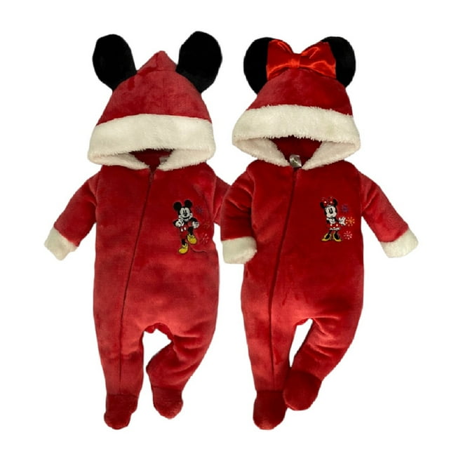 Kit 2 Mamelucos Baby Kisses Disney Santa Claus Minnie and Mickey