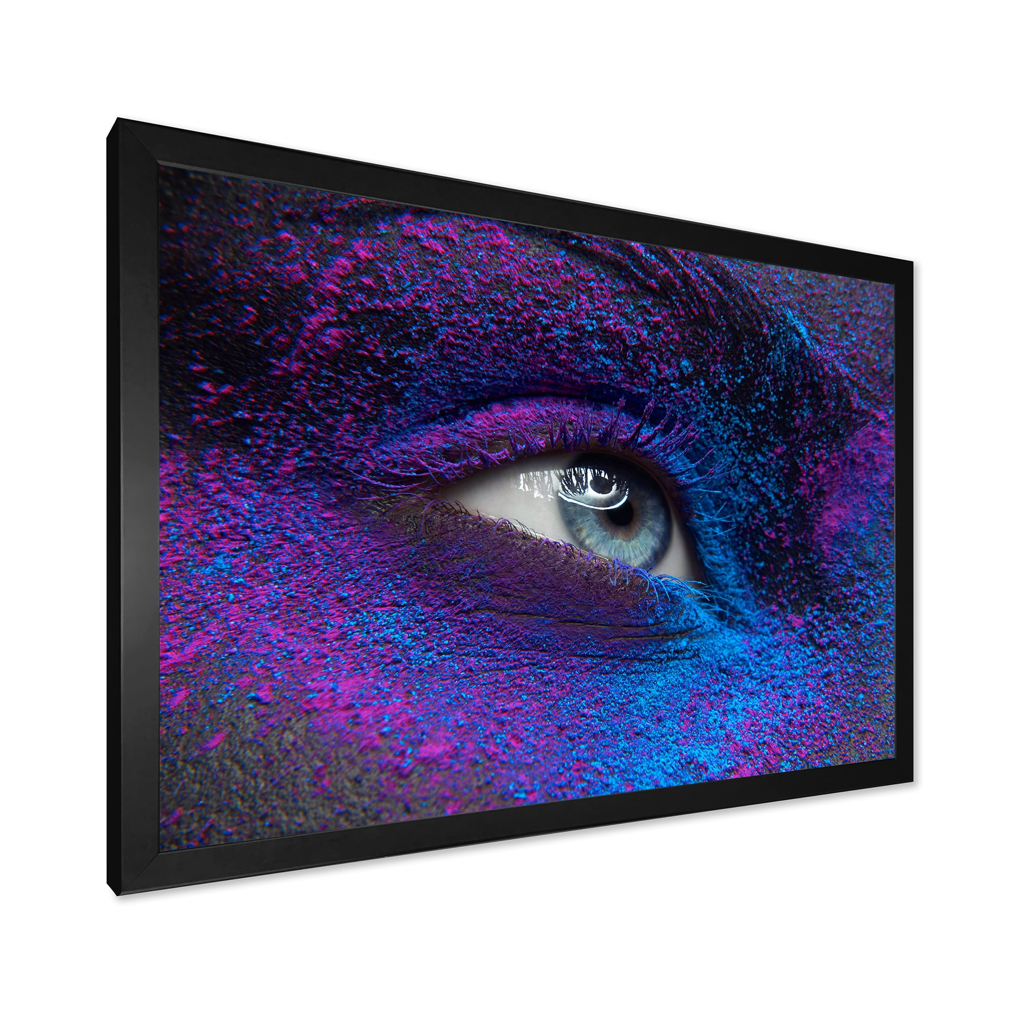 Designart 'Woman Eye With Dry Paint Dust Pigment On Face' Modern Framed Art Print