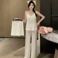 thumbnail image 2 of Conjunto de pijama de verano 2024 para mujer, nuevo chaleco de seda helada, almohadilla para el pecho, ropa de casa integrada, traje de tres piezas, ropa de dormir sin mangas, 2 of 4