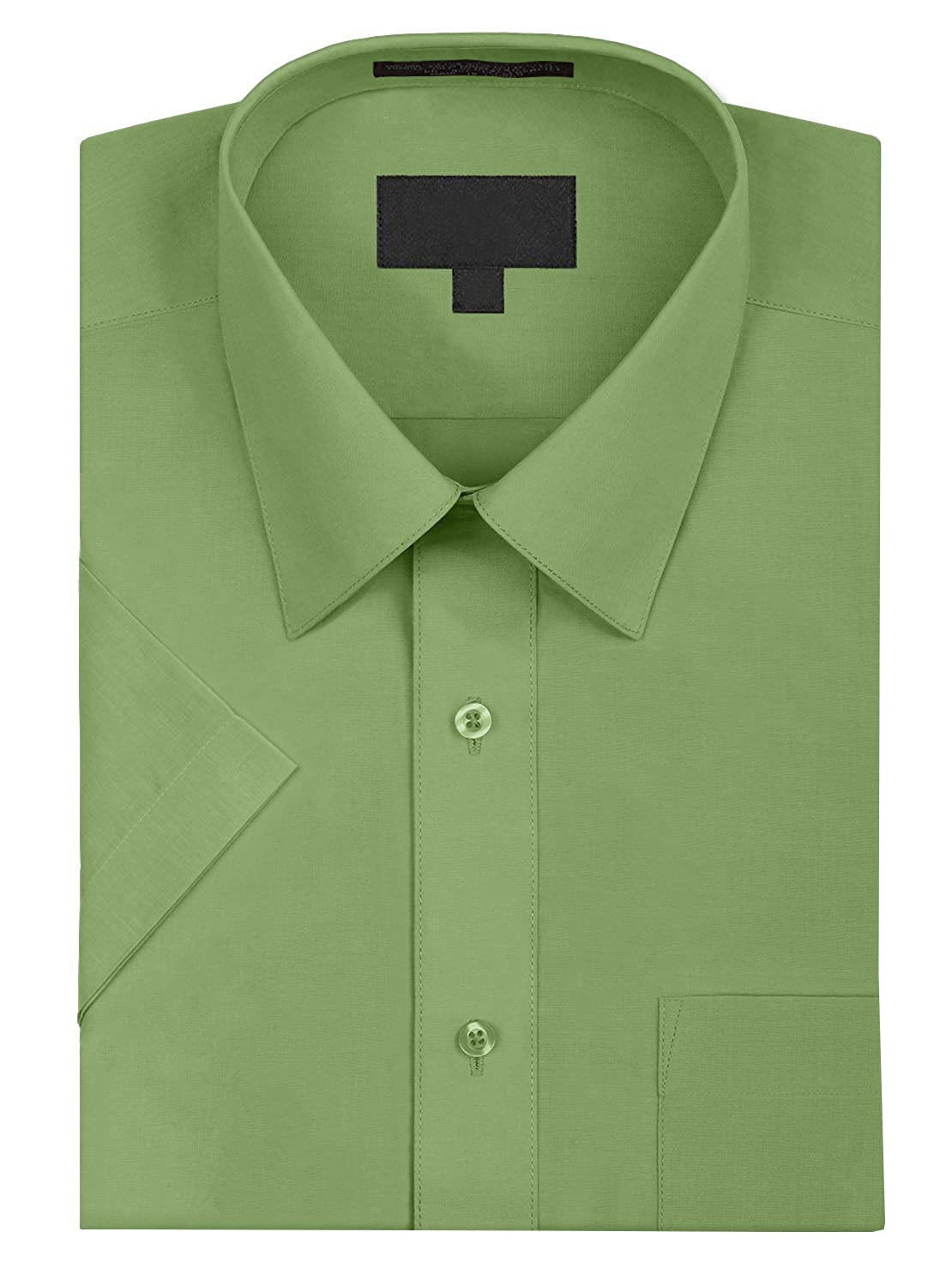 ALL Sizes MENS Classic Green Short Sleeve Dress Shirt 
