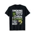 thumbnail image 2 of Smoking Solves Half My Problems Fishing Solves The Rest T-Shirt - Loose Fit Unisex Short Sleeve Tee, 100% Cotton Casual Graphic Shirt with Leaf & Fish Design, Machine Washable, Sizes S-XXXL,, 2 of 10
