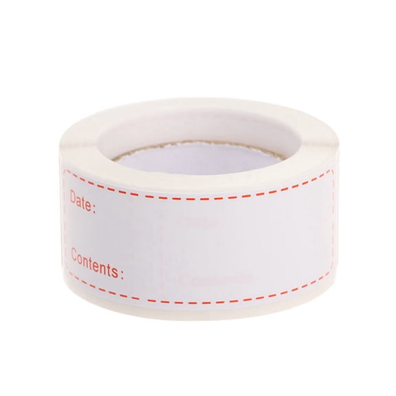 Self-Adhesive Food Storage Labels, 125 Removable Freezer Stickers per Roll for Kitchen Organization, Waterproof Date Tags for Containers B#019 Red