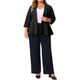 thumbnail image 2 of Agnes Orinda Women's Plus Size Blazers Lapel 3/4 Sleeve Peplum Open Front Casual Business Cardigan Jackets 4X Black, 2 of 6