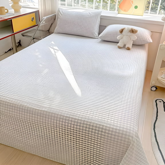 ARLAJO Gingham Sheets Cotton Full Size Bed Sheets 63X90" Checkered Queen Sheets Soft Breathable Cozy Warm Flannel Fleece Sheet Set Blue&White Plaid Sheets Queen Bed Sheets