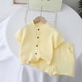 thumbnail image 2 of Infant Baby Boy Summer Clothes Set Solid Cotton Muslin Button-Down Shirt and Shorts Set 2Pcs Baby Boys Cotton Summer Clothes Size 12M-5Y, 2 of 4