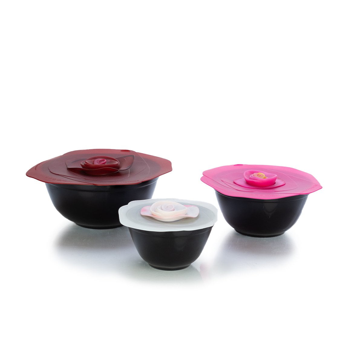Mosser Glass Mixing Bowl Set with Silicone Lids Black Raspberry