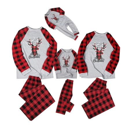 

Matching Family Christmas Pajamas Sets Elk Plaid PJs Xmas Jammies Sleepwear Black