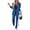 dark blue, variant on CHICME Two Piece Sets for Women Striped Side Lapel Long Sleeve Button Blazer and Straight Leg Pants with Pockets Business Casual Set Gray-L