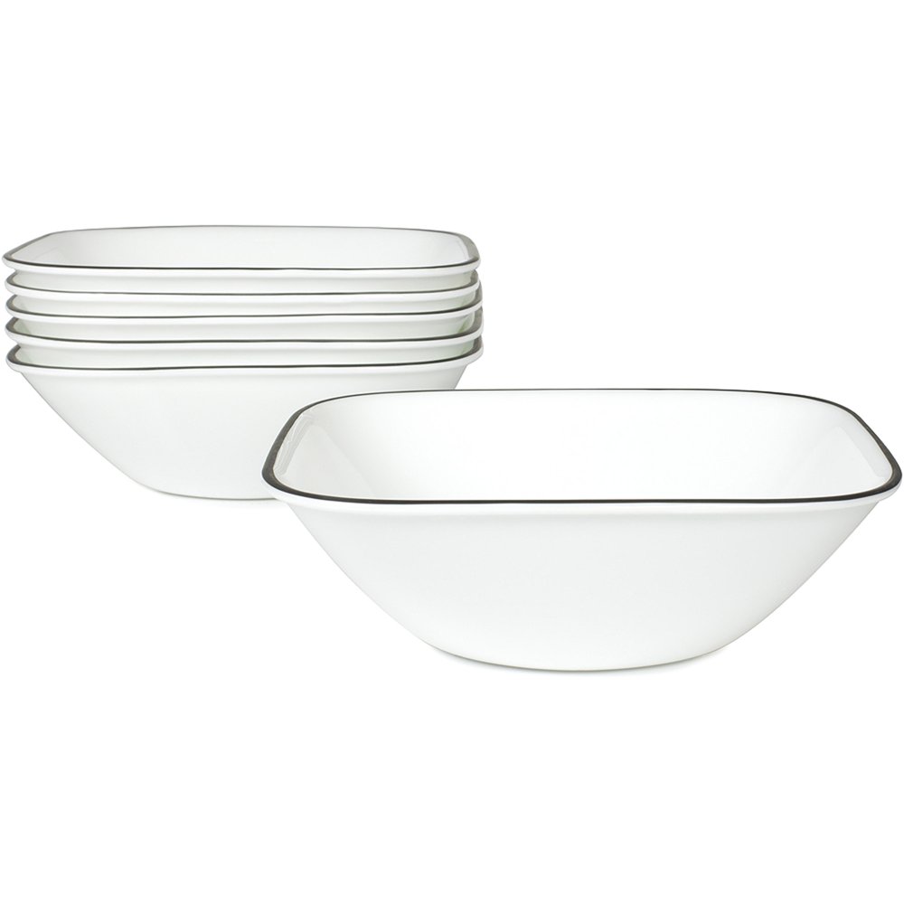 Corelle Square Simple Lines 22oz Soup Bowl, Set of 6