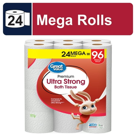 Great Value Ultra Strong 2-Ply Toilet Paper 24 Mega Rolls Compare to Charmin® Ultra Strong™