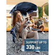 Camping Chair with Retractable Canopy Shade,Outdoor Chair with Canopy,Cup Holder,Side Pocket,Portable Folding Beach Chair with Sun Canopy for Lawn/Tailgates/Sports /Beach-Support 330 lbs