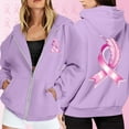 thumbnail image 4 of Breast Cancer Awareness Hoodies for Women 2025 Zip Up Fleece Lined Hoodie with Pockets Hooded Sweatshirt Pullover Top, 4 of 7