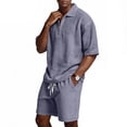 thumbnail image 2 of Mens Vacation Outfits Casual Tracksuit Short Sleeve Golf Polo Shirts and Shorts Set Summer Loose Fit Tracksuit Outfits, 2 of 8