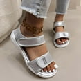 thumbnail image 2 of Sandals for Women 2025 Flat Heel Open Toe Summer Trendy Solid Color Ankle Strap Women Footwear Causal Summer Dressy Beach Shoes for Women Silver 9, 2 of 8