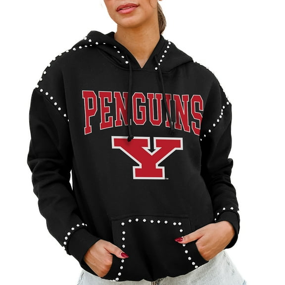 Women's Gameday Couture Black Youngstown State Penguins Studded Pullover Hoodie