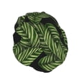 thumbnail image 2 of YFYANG Women's Double Waterproof Shower Cap, Green Leaf Pattern Reusable Hair Cap for All Hair Styles and Head Sizes, 2 of 9