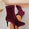 thumbnail image 4 of HAPIMO Women Ankle Boots Pointed Toe Heel Stretch Suede‑like Upper Footwear For Night Events And Fashion Weekend Gatherings Wine 43, 4 of 9