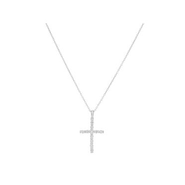 Women's Finecraft 1/10 cttw Diamond Cross Pendant Necklace in Sterling Silver, 18"