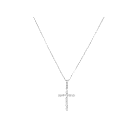 Women's Finecraft 1/10 cttw Diamond Cross Pendant Necklace in Sterling Silver, 18"