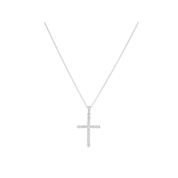Women's Finecraft 1/10 cttw Diamond Cross Pendant Necklace in Sterling Silver, 18"