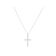 Women's Finecraft 1/10 cttw Diamond Cross Pendant Necklace in Sterling Silver, 18"