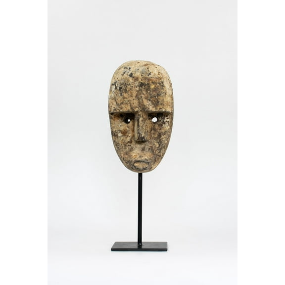 Wooden Primitive Tribal Timor Ancestral Mask on Stand Statue Hand Carved Sculpture Handmade Figurine Gift Home Decor Accent Handcrafted Decoration