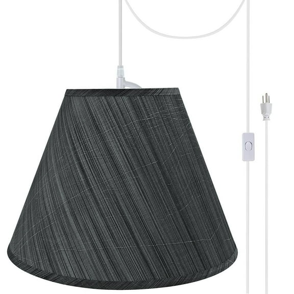 Aspen Creative 72152-21 Two-Light Plug-In Swag Pendant Kit with Empire Lamp Shade, Grey & Black