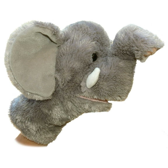 Aurora - Medium Gray Hand Puppet - 10" Elephant - Interactive Stuffed Animal