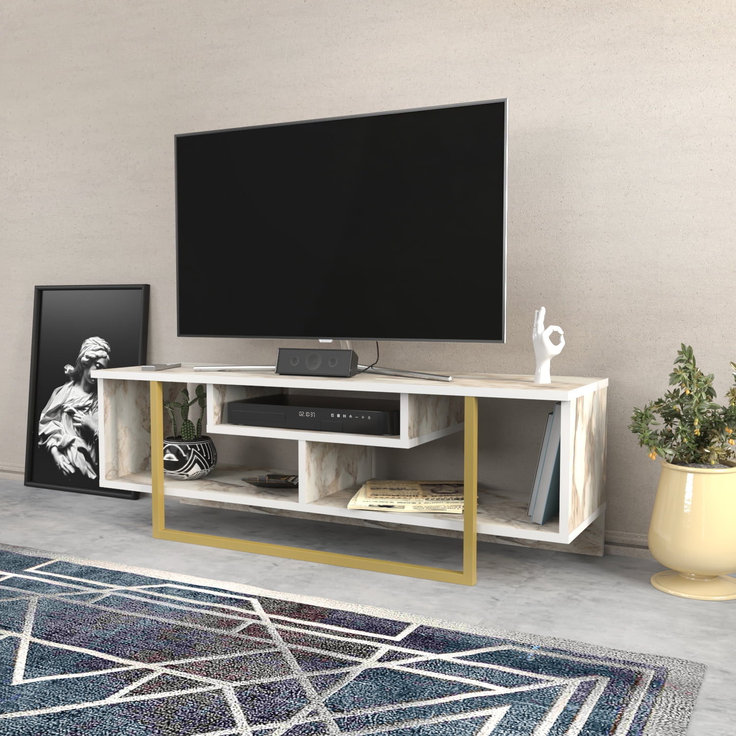 FirFurd Mueble TV Salón, Mesa TV Salón, para Televisor de hasta 47