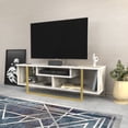 thumbnail image 3 of Asal 47" Modern Metal Wood TV Stand for 55 inch TV Marble White Gold, 3 of 5