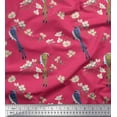 thumbnail image 2 of Soimoi Pink Silk Fabric Floral & Paradise Whydah Bird Print Sewing Fabric Yard 44 Inch Wide, 2 of 3
