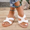 thumbnail image 2 of KIJBLAE Women's Cross Strap Open Toe Flat Beach Sandals, Wide Width Lightweight Non Slip Casual Summer Slides White 36, 2 of 9