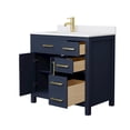 thumbnail image 3 of Wyndham Collection Beckett 36" Wood Single Bathroom Vanity in Gold/Dark Blue, 3 of 6