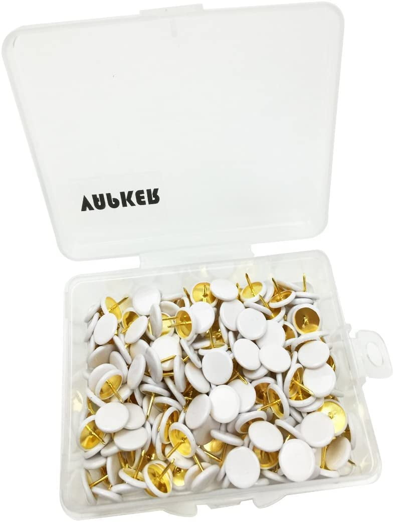 VAPKER 200 PCS Thumb Tacks White Plastic Round Head Thumbtacks