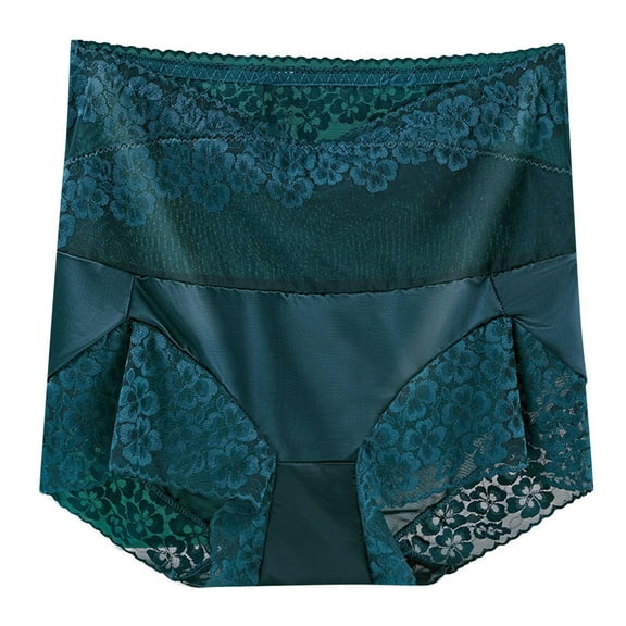 ShomPort High Waisted Underwear for Women Lace Patchwork Thin Breathable Panties Comfy Full Coverage Briefs