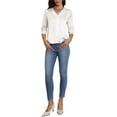 thumbnail image 2 of INSPIRE CHIC Satin Blouse for Women's Split V Neck 3/4 Sleeve Button Down Shirt XS White, 2 of 6